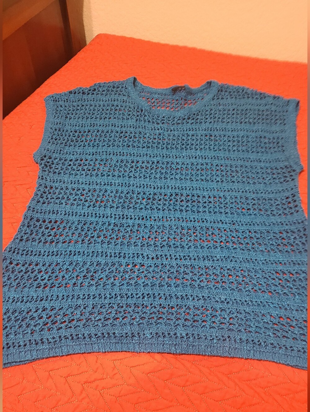 Blue Crochet Sleeveless Top